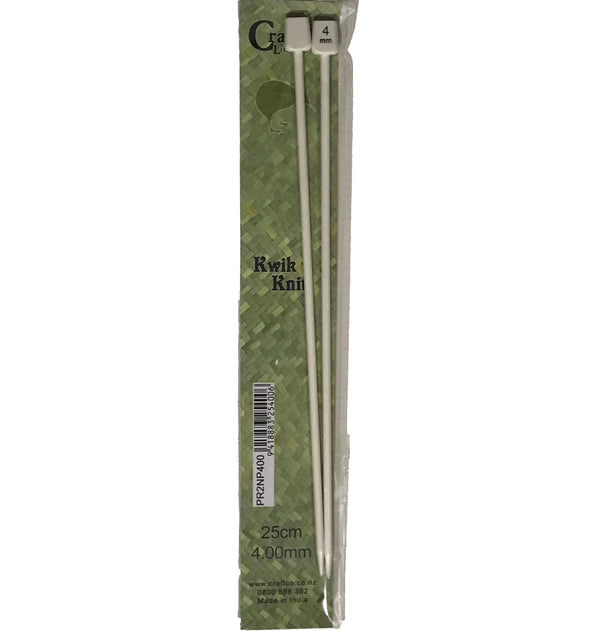 Kwik Knit Plastic Single Pointed Knitting Needles