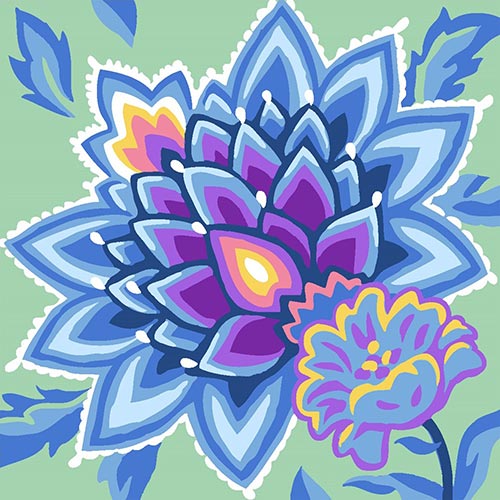 Grafitec Tapestry Wall Art No 16007 Blue Flower available for sale at Gabriele's Sewing & Crafts