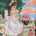 Grafitec Tapestry Wall Art No 10485 Girl and Kitten available for sale at Gabriele's Sewing & Crafts