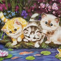 Grafitec Tapestry Wall Art No 10507 Three Kittens Fishing available for sale at Gabriele's Sewing & Crafts